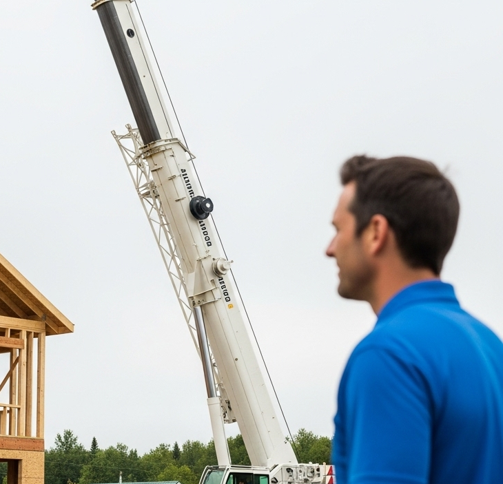 Client with crane project in Nelson